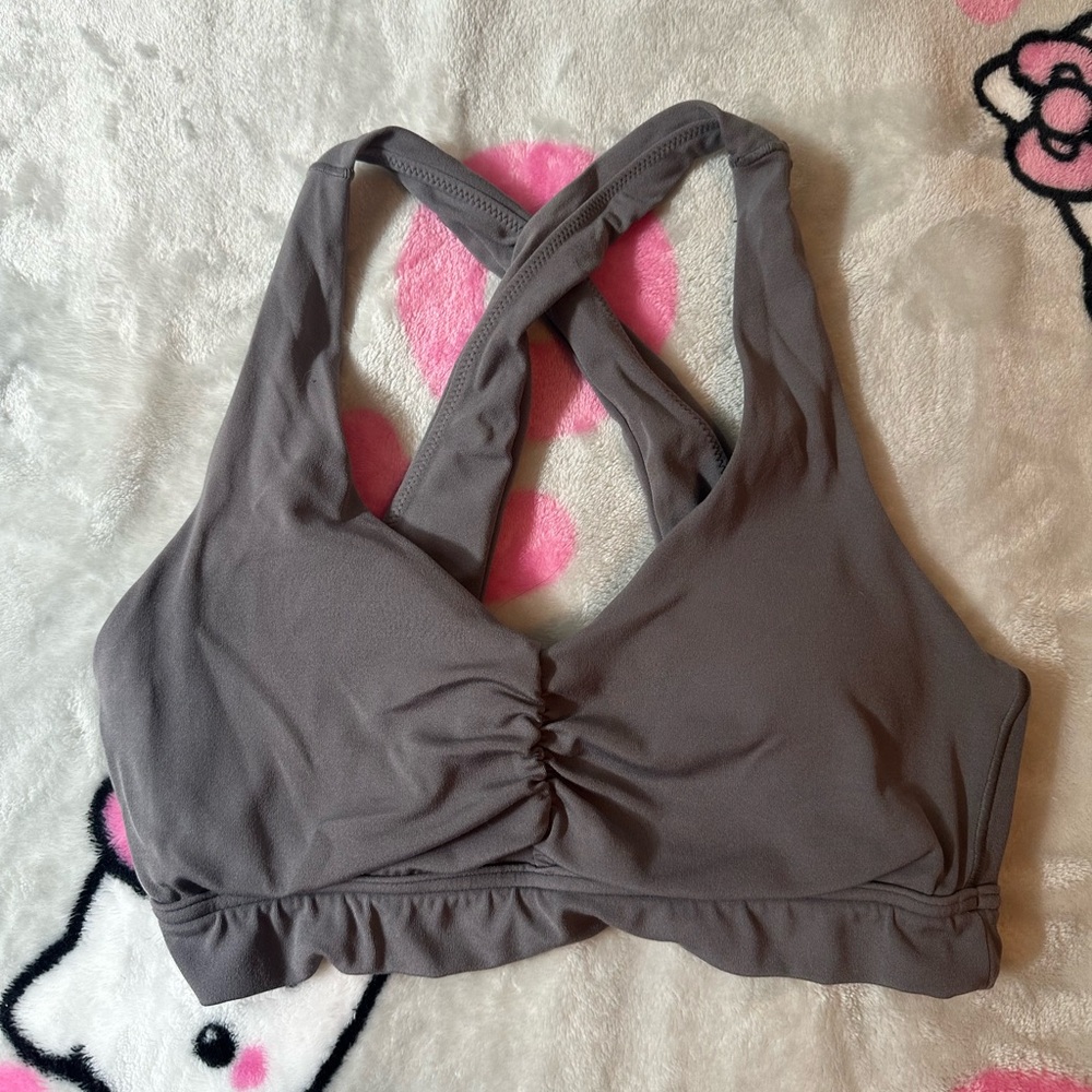 Women’s aerie dark muted grey workout bra top with padding size small